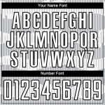 Camiseta de fútbol personalizada de sublimación, color blanco y negro, con rayas grises Camiseta de fútbol personalizada de sublimación, color blanco y negro, con rayas grises