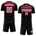 Camiseta personalizada de fútbol sublimada, uniforme blanco y rojo, color negro
