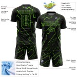 Camiseta de fútbol Aurora verde relámpago, uniforme negro de sublimación, personalizada Camiseta de fútbol Aurora verde relámpago, uniforme negro de sublimación, personalizada