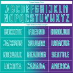 Camiseta de fútbol morada personalizada con degradado de línea blanca aguamarina y sublimación Camiseta de fútbol morada personalizada con degradado de línea blanca aguamarina y sublimación