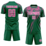 Camiseta de fútbol sublimada verde rosa y blanca personalizada Kelly Camiseta de fútbol sublimada verde rosa y blanca personalizada Kelly