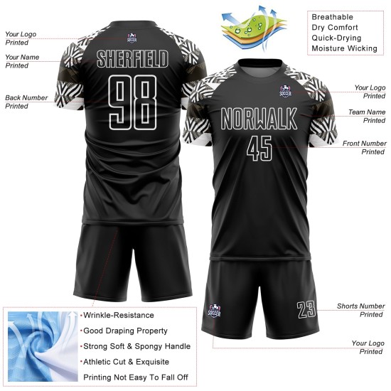 Camiseta personalizada con patrón geométrico negro, uniforme de fútbol de cebra, sublimación, blanco y negro Camiseta personalizada con patrón geométrico negro, uniforme de fútbol de cebra, sublimación, blanco y negro