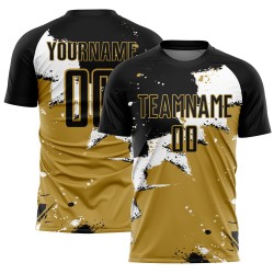 Uniforme Blanco - Camiseta Antigua Personalizada Spalsh Fútbol Negro Dorado Sublimación