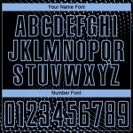 Uniforme de fútbol con líneas de sublimación geométricas, camiseta negra personalizada, azul claro Uniforme de fútbol con líneas de sublimación geométricas, camiseta negra personalizada, azul claro