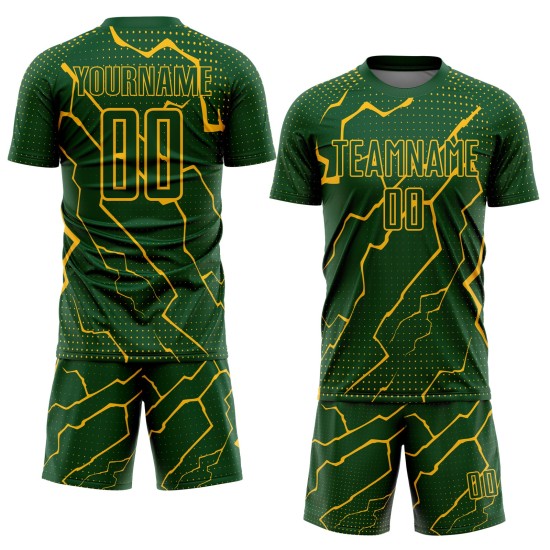 Camiseta de sublimación verde personalizada del uniforme dorado de Lightning Soccer Camiseta de sublimación verde personalizada del uniforme dorado de Lightning Soccer