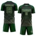 Camiseta de fútbol personalizada con degradado verde, color crema y negro, con diseño geométrico y sublimación de líneas Camiseta de fútbol personalizada con degradado verde, color crema y negro, con diseño geométrico y sublimación de líneas