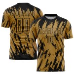 Camiseta de fútbol antigua personalizada con sublimación dorada, color negro Camiseta de fútbol antigua personalizada con sublimación dorada, color negro
