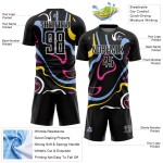 Camiseta de fútbol blanca con fluidos, uniforme, sublimación, formas, negra, personalizada Camiseta de fútbol blanca con fluidos, uniforme, sublimación, formas, negra, personalizada