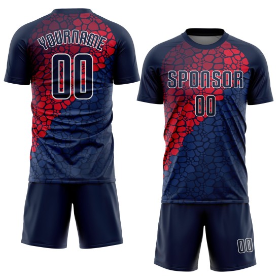 Camiseta de fútbol personalizada por sublimación, uniforme azul marino, azul marino y rojo Camiseta de fútbol personalizada por sublimación, uniforme azul marino, azul marino y rojo