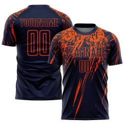 Camiseta de fútbol personalizada de sublimación azul marino naranja