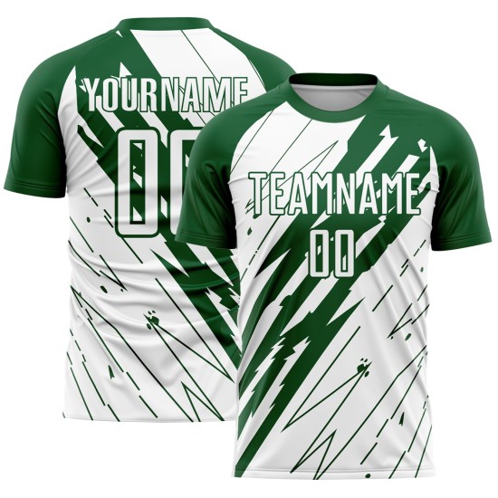 Uniforme de fútbol Kelly White personalizado, camiseta de sublimación verde Uniforme de fútbol Kelly White personalizado, camiseta de sublimación verde