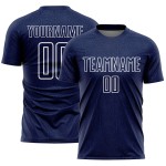 Camiseta de fútbol personalizada con diseño geométrico de sublimación en color azul marino y blanco. Camiseta de fútbol personalizada con diseño geométrico de sublimación en color azul marino y blanco.