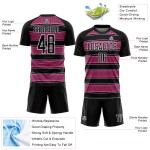 Uniforme de Fútbol y Camiseta Línea Rosa-Blanca Formas Personalizadas Geométricas Negras Sublimación Uniforme de Fútbol y Camiseta Línea Rosa-Blanca Formas Personalizadas Geométricas Negras Sublimación