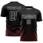 Camiseta de fútbol geométrica personalizada, líneas uniforme, sublimación negra, rojo y blanco Camiseta de fútbol geométrica personalizada, líneas uniforme, sublimación negra, rojo y blanco