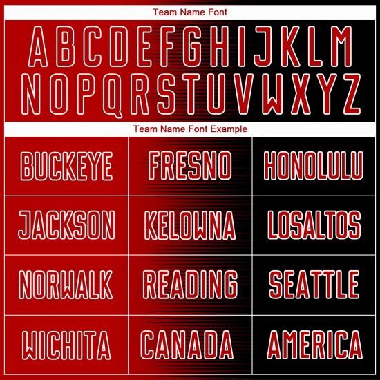 Camiseta de fútbol personalizada con degradado de línea, uniforme de sublimación negro, rojo y blanco Camiseta de fútbol personalizada con degradado de línea, uniforme de sublimación negro, rojo y blanco