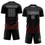 Camiseta de fútbol geométrica personalizada, líneas uniforme, sublimación negra, rojo y blanco Camiseta de fútbol geométrica personalizada, líneas uniforme, sublimación negra, rojo y blanco
