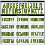 Camiseta de fútbol de sublimación de rayas verde-negra, personalizada, blanca y neón Camiseta de fútbol de sublimación de rayas verde-negra, personalizada, blanca y neón