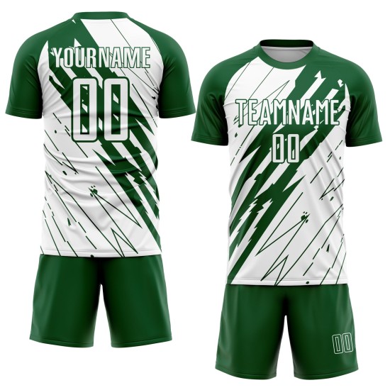 Uniforme de fútbol Kelly White personalizado, camiseta de sublimación verde Uniforme de fútbol Kelly White personalizado, camiseta de sublimación verde