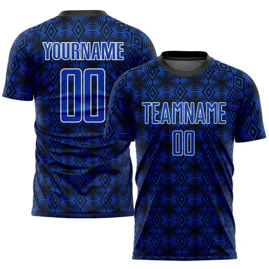 Camiseta de fútbol Thunder con formas geométricas, uniforme, negro y blanco, sublimación personalizada, azul Camiseta de fútbol Thunder con formas geométricas, uniforme, negro y blanco, sublimación personalizada, azul