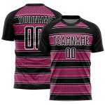 Uniforme de Fútbol y Camiseta Línea Rosa-Blanca Formas Personalizadas Geométricas Negras Sublimación Uniforme de Fútbol y Camiseta Línea Rosa-Blanca Formas Personalizadas Geométricas Negras Sublimación