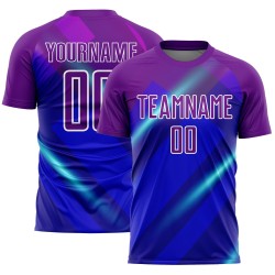 Uniforme personalizado de sublimación de fútbol morado y blanco de Jersey Lines Royal