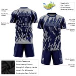 Camiseta gris sublimada personalizada azul marino uniforme de fútbol Camiseta gris sublimada personalizada azul marino uniforme de fútbol