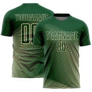 Camiseta de fútbol personalizada con líneas verdes y crema por sublimación