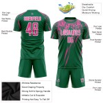 Camiseta de fútbol sublimada verde rosa y blanca personalizada Kelly Camiseta de fútbol sublimada verde rosa y blanca personalizada Kelly
