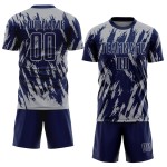 Camiseta gris sublimada personalizada azul marino uniforme de fútbol Camiseta gris sublimada personalizada azul marino uniforme de fútbol