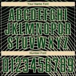 Camiseta de fútbol personalizada con degradado verde, color crema y negro, con diseño geométrico y sublimación de líneas Camiseta de fútbol personalizada con degradado verde, color crema y negro, con diseño geométrico y sublimación de líneas