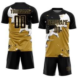 Uniforme Blanco - Camiseta Antigua Personalizada Spalsh Fútbol Negro Dorado Sublimación Uniforme Blanco - Camiseta Antigua Personalizada Spalsh Fútbol Negro Dorado Sublimación