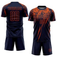 Camiseta de fútbol personalizada de sublimación azul marino naranja Camiseta de fútbol personalizada de sublimación azul marino naranja