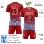 Camiseta de fútbol personalizada por sublimación, uniforme de línea ligera azul y blanca, color rojo Camiseta de fútbol personalizada por sublimación, uniforme de línea ligera azul y blanca, color rojo